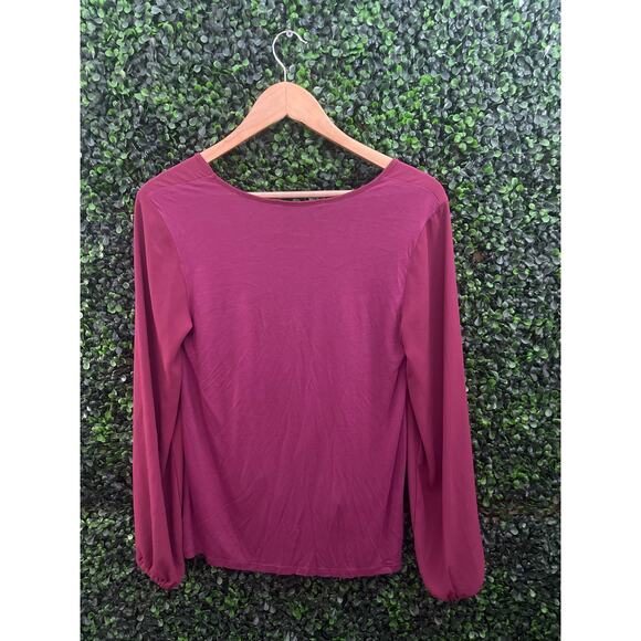 NWT Loft, Long Sleeve, Burgundy Blouse, Women’s Size XS - Picture 4 of 4
